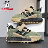 巴布豆（BOBDOG）童鞋男童儿童板鞋新款2026中大童春季防水透气男孩运动鞋防滑跑鞋 浅绿皮面XTK582 36 鞋内长23cm