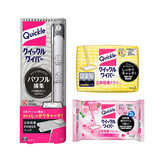 花王（KAO）日本进口去静电除毛除尘轻可折叠360度旋转平底拖头懒人家用拖把 除尘拖把*1+毛发清洁纸巾+玫瑰香地板湿巾