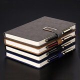 商务办公笔记本文具加厚带扣记事本a5笔记本套装礼盒公司展会活动礼品会议工作记录本日记本子定制logo A5金扣单本-灰色