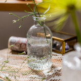 掬涵 小型复古玻璃器皿欧式花瓶花器透明干花插花水培客厅装饰摆件 E（6.2*12.6cm）
