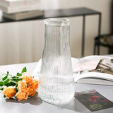 极度空间 玻璃花瓶客厅摆件桌面装饰水培插花透明玻璃花瓶锥款竖条纹