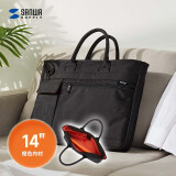 SANWA SUPPLY电脑包 小型单肩包手提包 休闲平板笔记本包 商务公文包男女 通勤 黑色 14英寸
