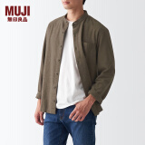 无印良品（MUJI）男式 法兰绒立领衬衫 长袖休闲百搭衬衣男士外套纯棉全棉ACA75C1A 褪色米色 L （175/100A）