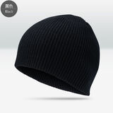 毛线帽秋冬季男女新套头帽韩版潮薄款不加绒针织帽保暖帽情侣帽子 小直边黑色（不加绒） 弹力均码