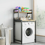 木樽洗衣机置物架滚筒翻盖波轮阳台浴室储物架卫生间马桶上方收纳架子 滚筒洗衣机架 双层黑色