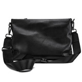 澳懿男包单肩包两用手包真皮斜挎包头层牛皮横款男士背包时尚手拿包 【头层牛皮】黑色商务款