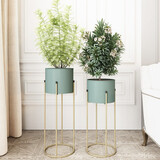 悠雪 北欧铁艺花架置物花架室内客厅简约轻奢花架子阳台绿萝花盆架落地式 蓝色组合（一大一小）【铁桶】