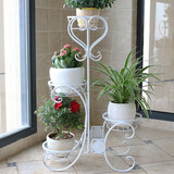 悠雪 铁艺多层客厅花架阳台室内落地式欧式绿萝吊兰花盆架子 8072D白色四层【大盘款】