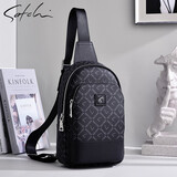 沙驰男包单肩斜挎包高级印花2025新款通勤运动旅行健身品牌便携胸包男 【黑色】官方正品/顺丰发货