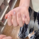 苜然手指甲贴片网红同款可反复拆卸假指甲成品穿戴美甲法式手工穿戴甲 696-人鱼公主 24片 全码（含工具）