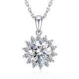 燮乐 1克拉莫桑钻戒指S925银镶莫桑石戒子  多款可选 1克拉9K金吊坠（太阳花）