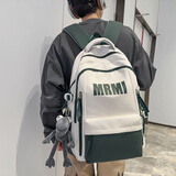 思儒霖大容量书包男高中生初中生潮牌双肩包女大学生休闲旅行电脑背包 绿色+青蛙挂件