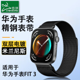 臣颂（CHENSONG）适用华为智能手表watch fit3金属磁吸表带 一体米兰尼斯运动腕带 黑