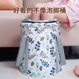 MANMOON泡脚桶保温过小腿深桶按摩便携保温高深可折叠泡脚袋足浴盆祛湿 【迷雾深林】海士蓝