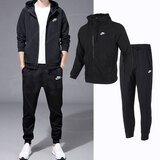 耐克（NIKE）男装运动套装秋季新款跑步休闲连帽夹克上衣运动长裤两件套 经典夹克套装/针织 M/170