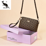 酷奇袋鼠手机小挎包女士2025新款中年妈妈斜挎包2025夏天休闲百搭软皮小包 花边深色