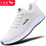 红蜻蜓（RED DRAGONFLY）男鞋跑步鞋低帮系带运动鞋男新品时尚休闲网面透气户外慢跑旅游鞋 C0210018 白色 41