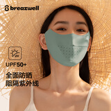 松研（Breazwell）防晒口罩女夏季防紫外线冰丝轻薄透气户外骑行遮阳全遮脸 空青色