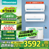 海信（Hisense）【国家补贴20%空调】一拖二空调挂机 一级能效 智能变频 自清洁家用壁挂式中央空调风管机政府补贴 大2匹 一级能效 内机：1匹+1.5匹