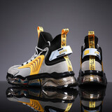 【轻奢名品】【未来科技】凯迪耐男鞋新款透气袜子鞋男生高帮老爹鞋厚底增高百搭运动休闲鞋男士潮鞋子 灰色 42