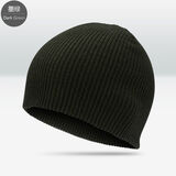 毛线帽秋冬季男女新套头帽韩版潮薄款不加绒针织帽保暖帽情侣帽子 小直边墨绿色（不加绒） 弹力均码