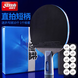 红双喜（DHS）乒乓球拍9星级专业比赛级黑檀木碳素底板狂飙3高档乒乓球拍单拍 天极蓝直拍TB6【含礼包】