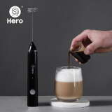 Hero双子电动打奶泡器咖啡奶泡机家用牛奶打泡器手持搅拌打蛋器 黑色
