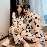 裴珂黛克（pinkdackeb）奶牛情侣睡衣女春秋冬可爱网红新款男士家居服棉质长袖套装 女款L码 (110-130斤)
