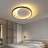 大观园（DGY）后现代简约卧室灯创意极简吸顶灯超薄圆环主卧书房灯中山灯具002O 36W 1174-黑色45CM-三色变光