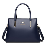 北狐真皮女包中年女士手提妈妈包真皮包2026年新款牛皮女包单肩包百搭 蓝色