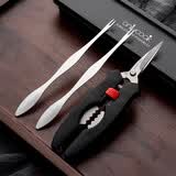onlycook吃蟹工具不锈钢蟹八件拆螃蟹专用蟹钳夹大闸蟹螃蟹钳蟹针 螃蟹剪3件套/黑色收纳盒