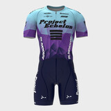 捷酷（jakroo）Toronto夏季短袖骑行服男女车队同款进口面料竞技版连体服套装 男款-PROJECT连体服紫色 L