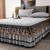 静之翔床裙单件床笠欧式原棉夹棉加厚床罩席梦思防尘保护罩套全包围防滑 爱心-浅灰 1.8*2.0m单件床裙