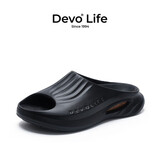 Devo Life的沃软木鞋EVA厚底男女同款凉拖鞋沙滩防水舒适情侣休闲拖鞋23001 黑色情侣款 40