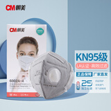 CM朝美【25只】6002A-4型灰色头戴式含活性炭带呼吸阀防雾霾PM2.5防粉尘无纺布男女KN95防护口罩