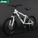 Jeep 吉普「星钻」儿童自行车中小学生山地车男女变速双碟刹减震单车 星钻单速-珍珠白 22寸 适合身高130-165cm