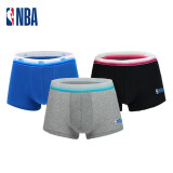 NBA男士内裤95%棉舒适四角短裤中腰透气运动平角内裤男3条装 M