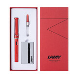 LAMY德国进口 凌美(LAMY)狩猎者钢笔墨水笔礼品笔套装礼盒 含吸墨器+墨胆 小礼盒 高颜值送学生老师 亮红色F尖(墨囊礼盒)