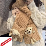 溥畔围巾手工自制送女友 手工围巾diy揣手口袋熊围巾女毛线编织神器 【神器款 】卡其色熊熊围巾