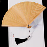 林木岛中国风全竹扇子女士日式和风古风古典黑折扇小巧汉服跳舞蹈扇随身 全竹原木色18cm