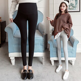 米度丽 孕妇打底裤夏季裤子春秋孕妇装春装小猫孕妇托腹裤外穿托腹裤 纯色春秋款-活性黑 L（建议100-130斤左右）