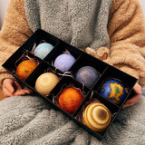 映棠 星球模型小夜灯摆件太阳系行星桌面装饰送男生女孩儿童生日礼物 八大行星灯礼盒+实木支架