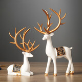 帕美居新中式鹿摆件花瓶装饰品隔断客厅电视柜酒柜玄关书房乔迁创意礼品 小号白鹿