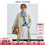 VEGA CHANG风衣女款2024新款春秋英伦风中长款宽松外套 卡其色-现货48小时发 S