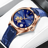 KASSAW 卡梭名表真钻表瑞士女士手表机械表女品牌十大腕表防水生日礼物 K820L典雅蓝（鉴定证书）