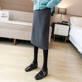 米度丽孕妇半身裙春秋款托腹针织裙冬季款半身裙子孕妇装秋冬装 深花灰 L码（建议100-130斤左右）