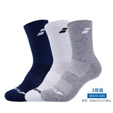百宝力 百宝力专业网球运动袜加厚篮球足球运动棉袜羽毛球运动袜 混色中筒袜39-42码(3双装)
