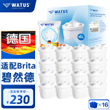 WATUS德国原装进口滤芯适用碧蓝德过滤水壶净水器 适配Brita碧然德滤芯16枚装