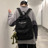 法德陆 书包韩版原宿ulzzang女背包高中学生初中生百搭ins风男情侣双肩包 8330黑色大号(带青蛙挂件)