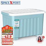 SPACEXPERT 衣物收纳箱塑料整理箱60L蓝色 1个装 带轮